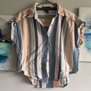 FDJ Pastel Striped Short Sleeve Blouse Medium